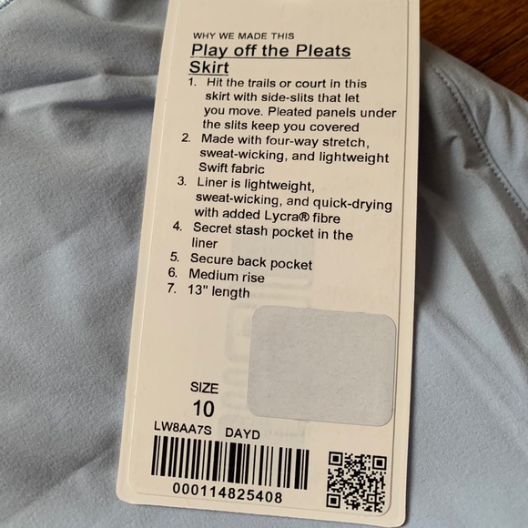 💕Lululemon Play Off The Pleats Skirt 13”-Daydream - Picture 14 of 16